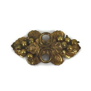 Antique Victorian Brass Grapes Brooch